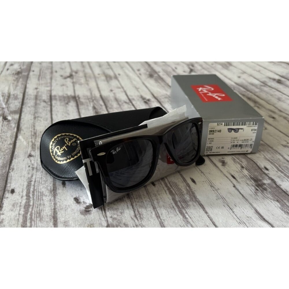 Ray-Ban Sunglasses RB2140 Original Wayfarer Tortoise Frame Grey Lenses Unisex - Picture 3 of 7